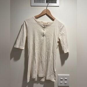 Organic Cotton Off White Shirt with short sleeves - L